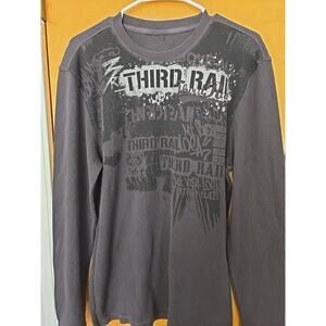 THIRD RAIL for ZOO YORK THERMAL Knit Grey Size Large No Tag Vtg Y2K